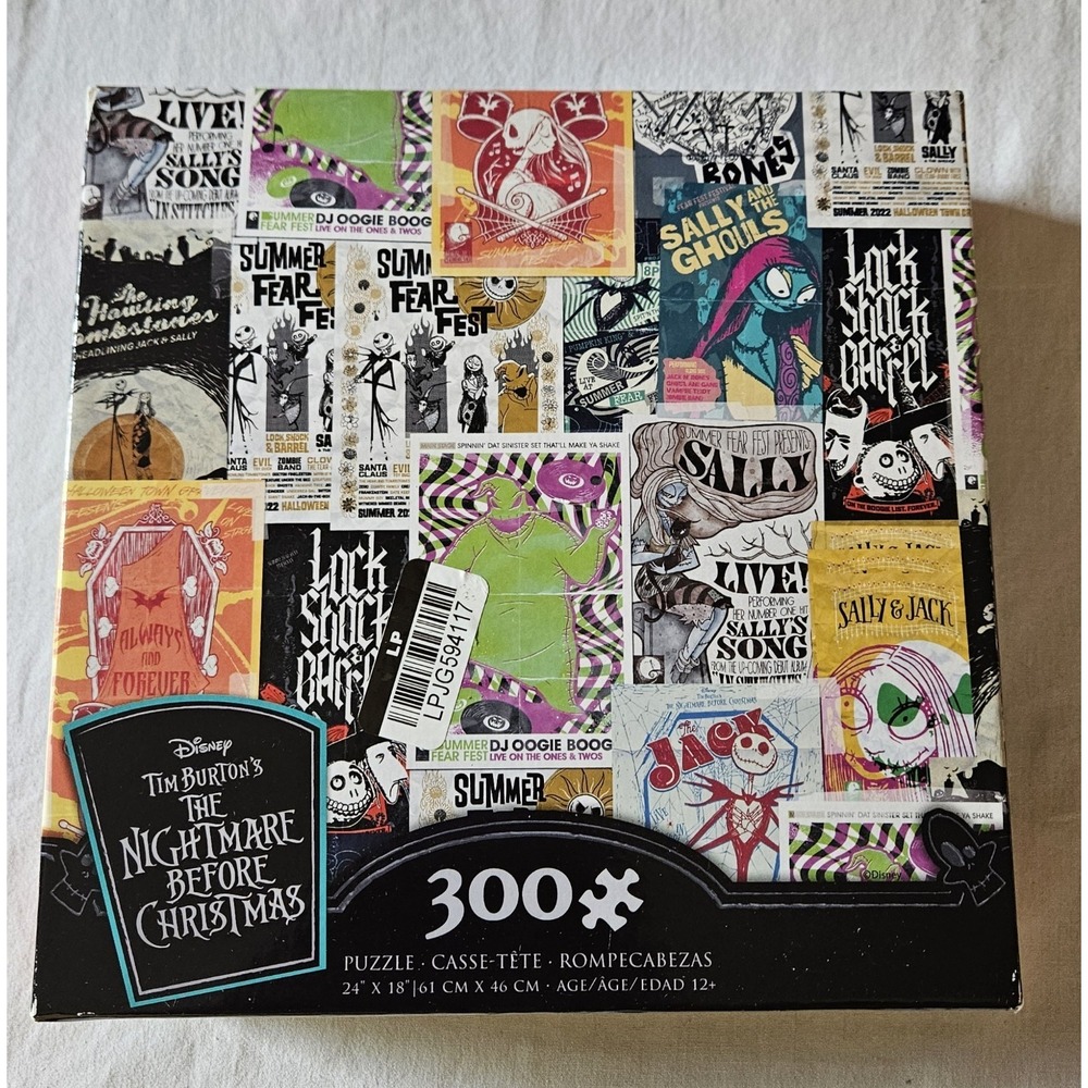 Disney Nightmare Before Christmas 300 Piece‎ Puzzle Complete Jack Sally Tim...